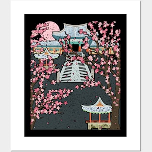 Japanese Sakura Tree Pink Flower Japan Cherry Blossom Posters and Art